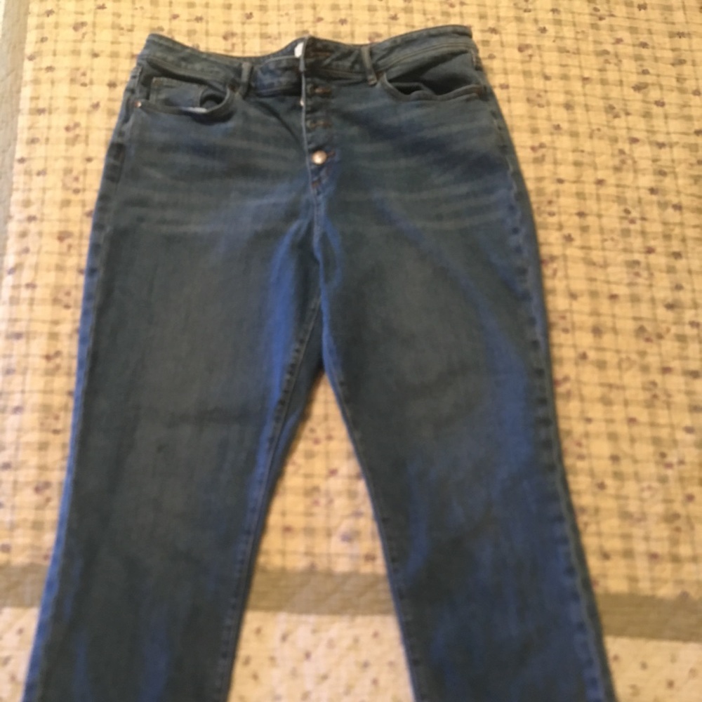 Loft curvy button fly , straight jeans med wash size 14